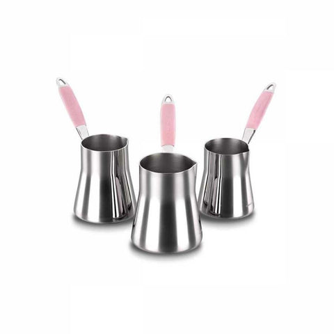 Korkmaz A126-01 Flora türkischer Kaffeekanne Set, 3 teilig, rosa