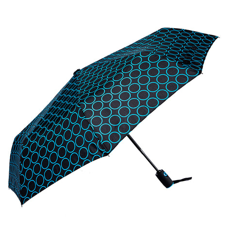 Biggbrella Mini Regenschirm, schwarz mit blauen Punkten