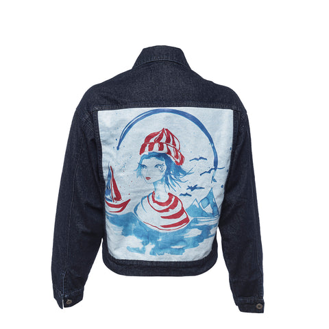 Anemoss Marine Collection Sailor Girl Damen Jeansjacke aus Denim, Einheitsgröße