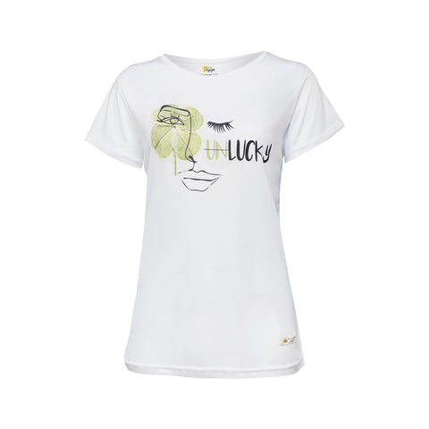 Biggdesign Faces Lucky Damen T-Shirt mit Rundhalsausschnitt, M