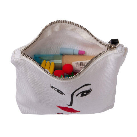 Biggdesign Faces Ugly Damen Kosmetiktasche, Weiss, 20 x15 cm