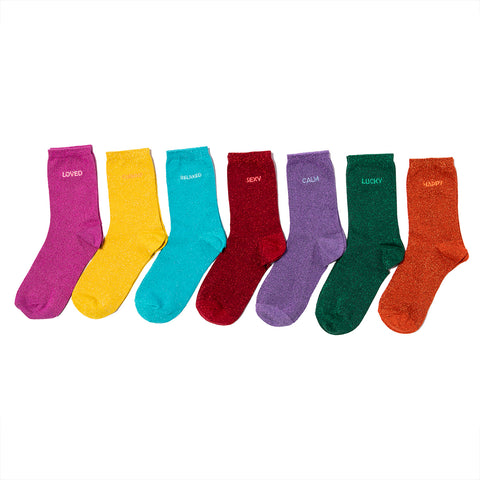 Biggdesign Moods Up 7-Paar Glitzer Socken Set