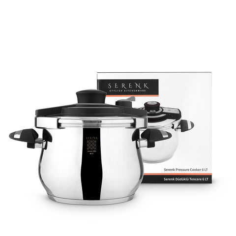 Serenk Definition pressure cooker, pressure cooker with 3 cooking levels, 6 L