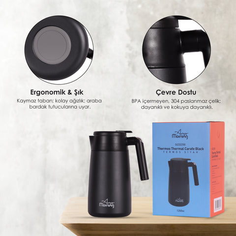 Any Morning Thermos Isolierkanne, Schwarz