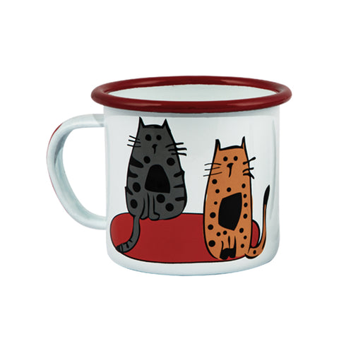 Biggdesign Cats Patterned Enamel Mug Set, Enamel Cup