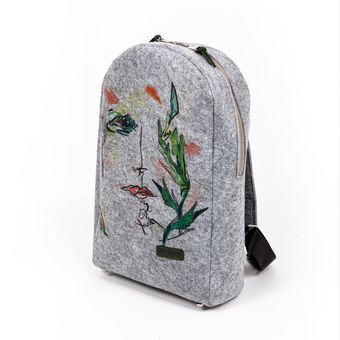 Biggdesign Faces Felt Backpack Daypack Gray