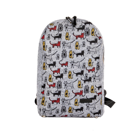 Biggdesign Cats Rucksack aus Filz, Tagesrucksack für Jeden Anlass, Grau