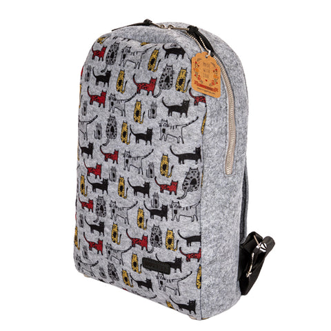 Biggdesign Cats Rucksack aus Filz, Tagesrucksack für Jeden Anlass, Grau