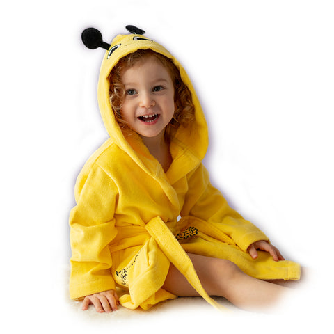 Milk&amp;Moo Buzzy Bee children's velvet bathrobe with hood
