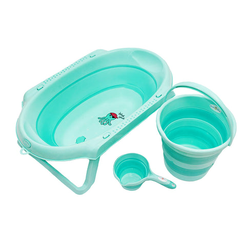 Milk&Moo Baby Badewanne Set, Babywanne, faltbar, ergonomisch, für 0-2 Jahre