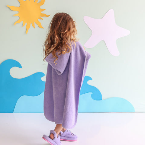 Milk&Moo Kinder Little Mermaid Poncho und Hausschuhe Set, Lila