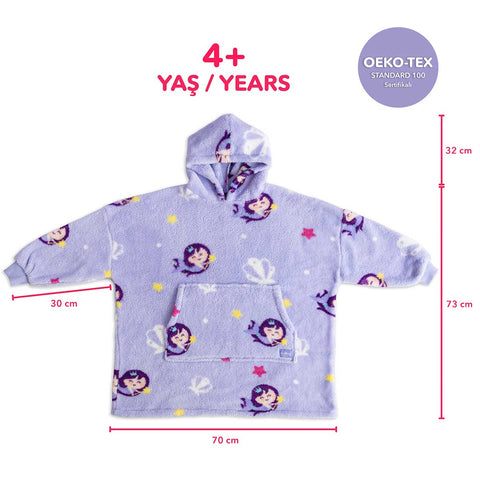 Milk&amp;Moo Little Mermaid Wearable Blanket Hoodie for Kids Boys Girls Purple