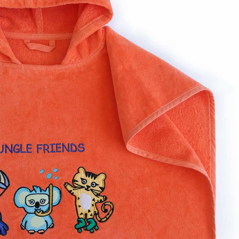 Milk&Moo Kinderponcho %100 Baumwolle Einheitsgröße Orange