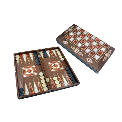 Stern-Polyester-Perlmutt-Backgammon, große Größe