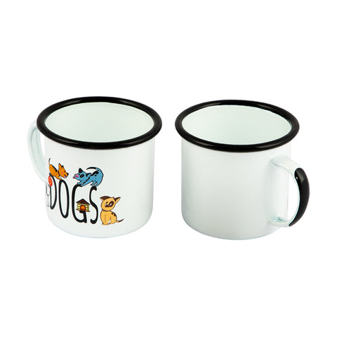 Biggdesign Dogs Patterned Enamel Mug Set, Enamel Cup