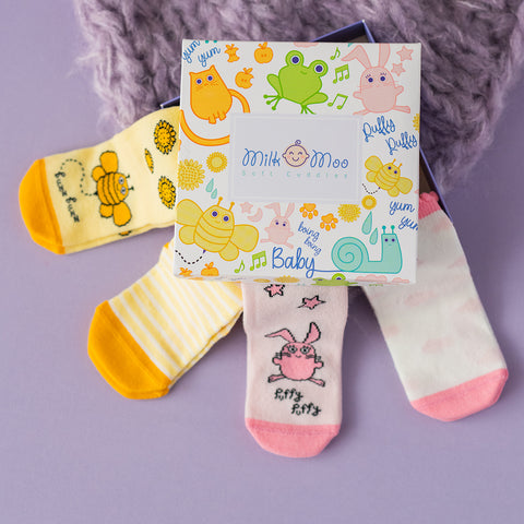 Milk&Moo Buzzy Bee und Chancin 2 Paar Baby Socken 0-12 Monate