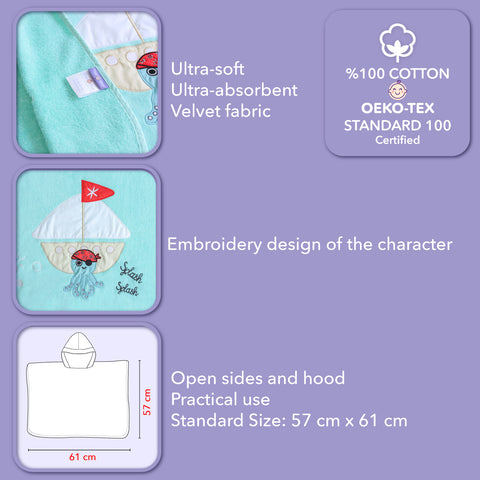 Milk&Moo Sailor Octopus Badeponcho Kinder Türkis